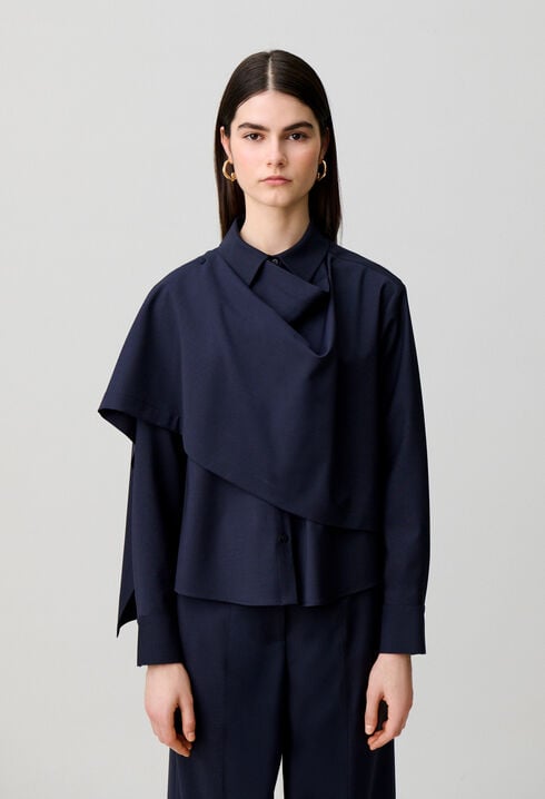 Wool blend shawl jacket