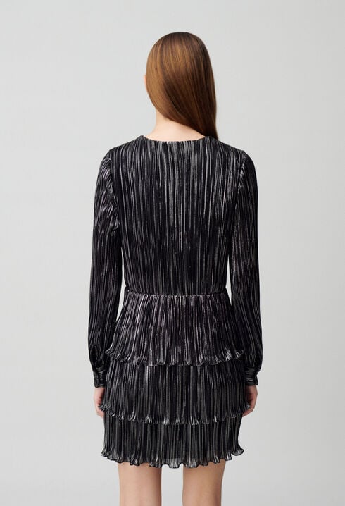 Short silver ruffled dress