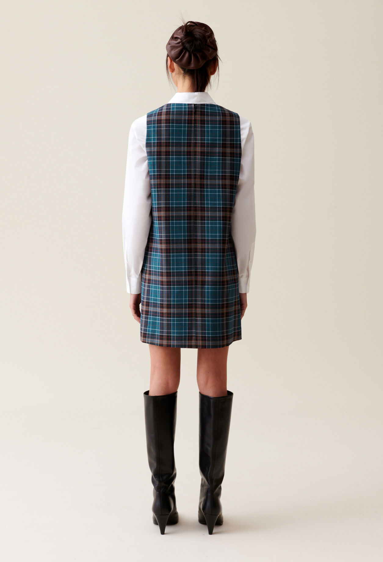 Sleeveless checked mini dress