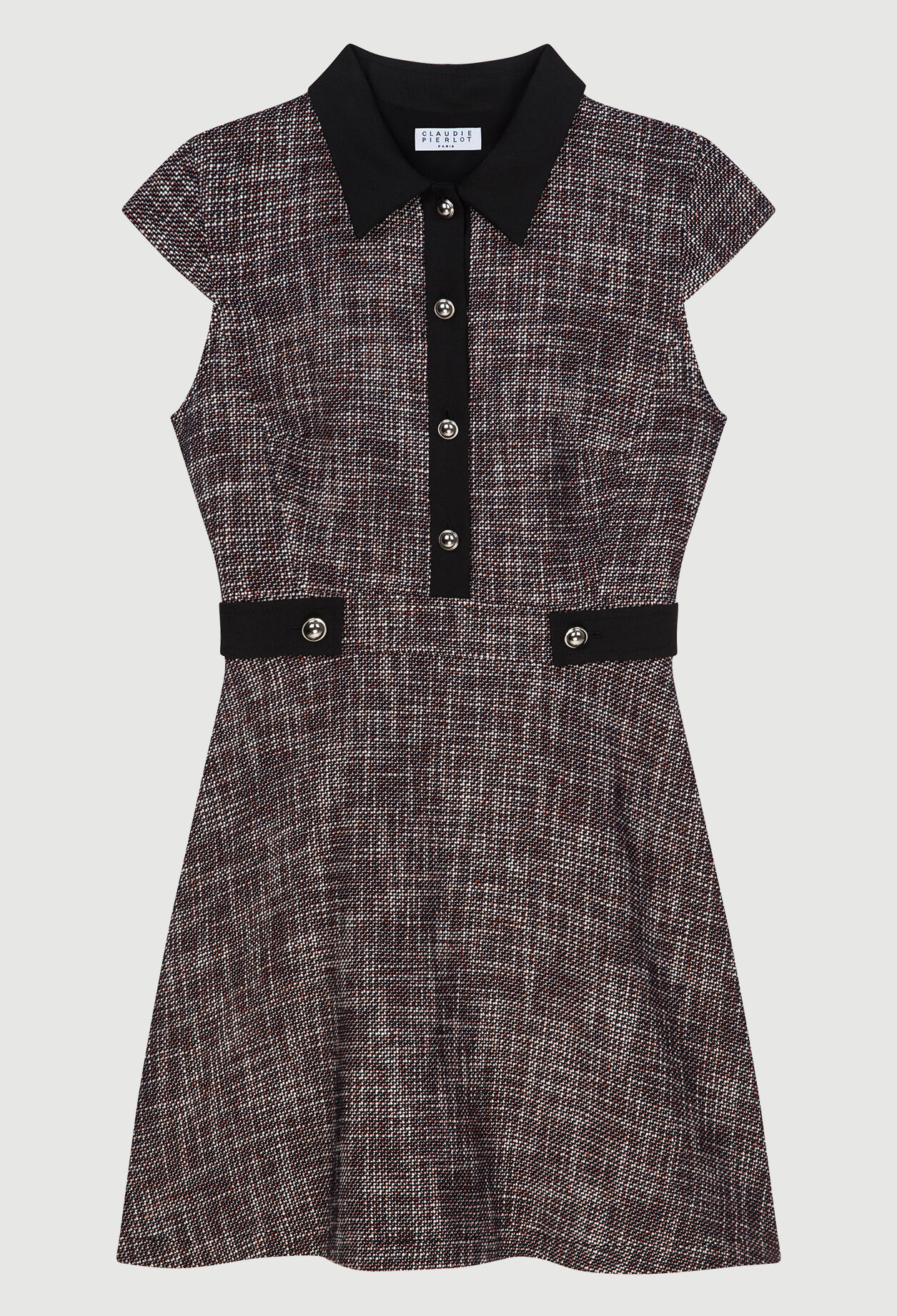 Short dress with shirt collar