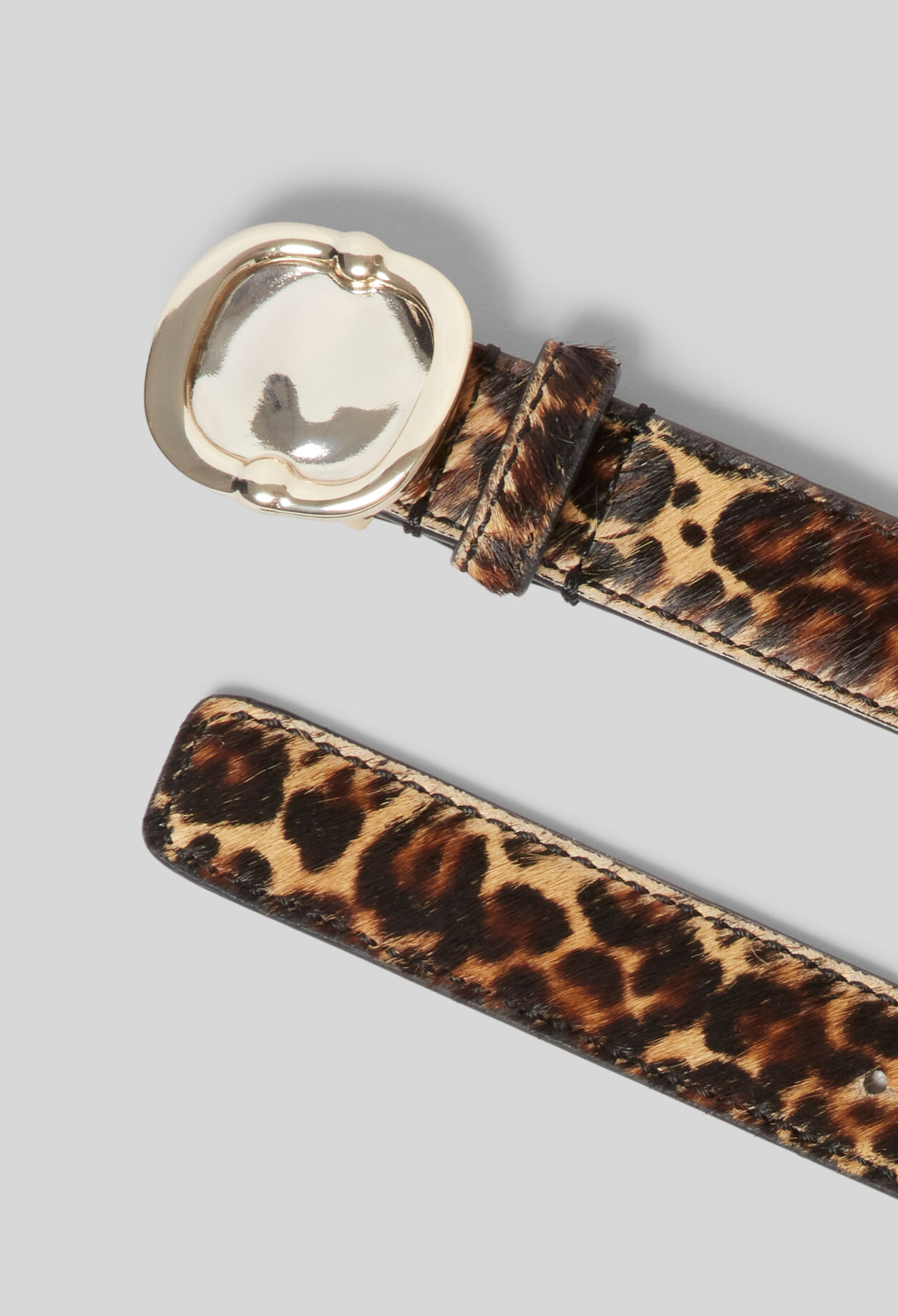 Leopard print leather belt
