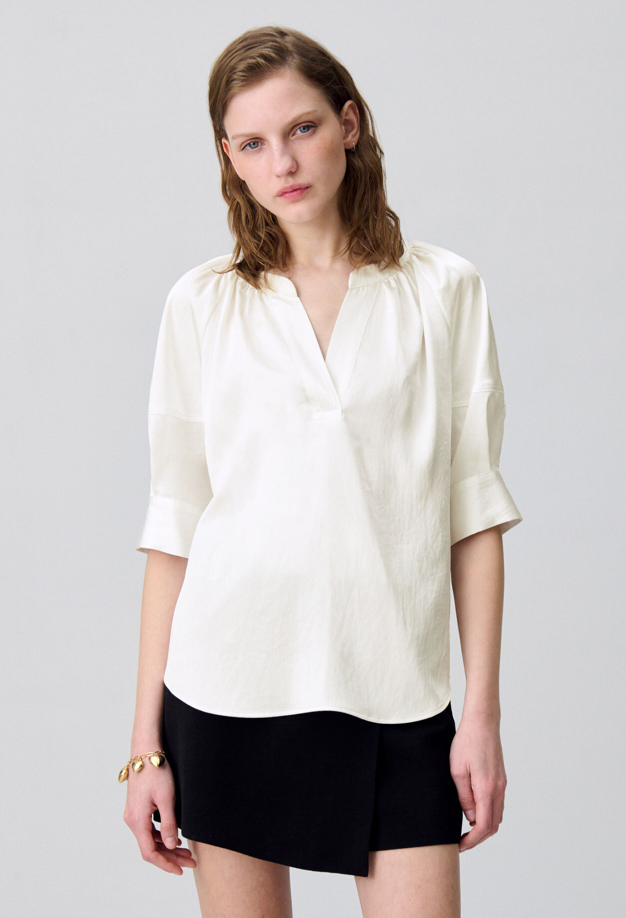 Flowy blouse with a notch neckline