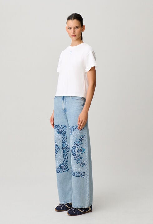 Embroidered cotton T-shirt