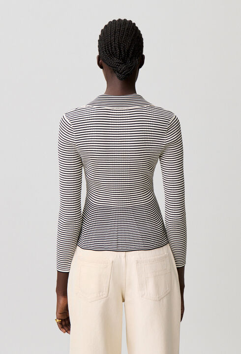 Striped long-sleeved top