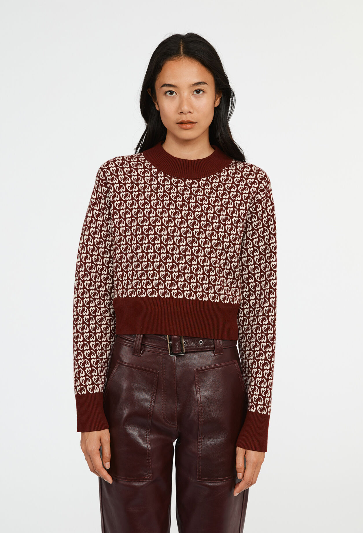 Pull bicolore maille imprimé coeur Pull bicolore maille imprimé coeur