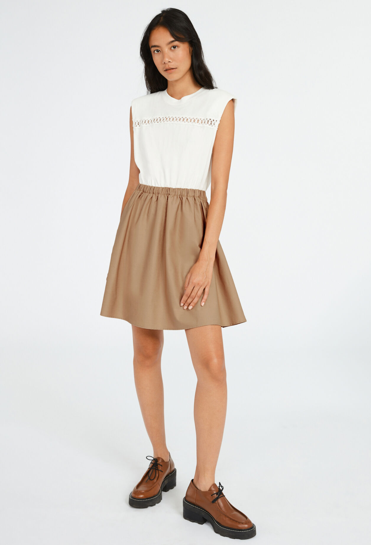 Circular two-toned bi-material dress