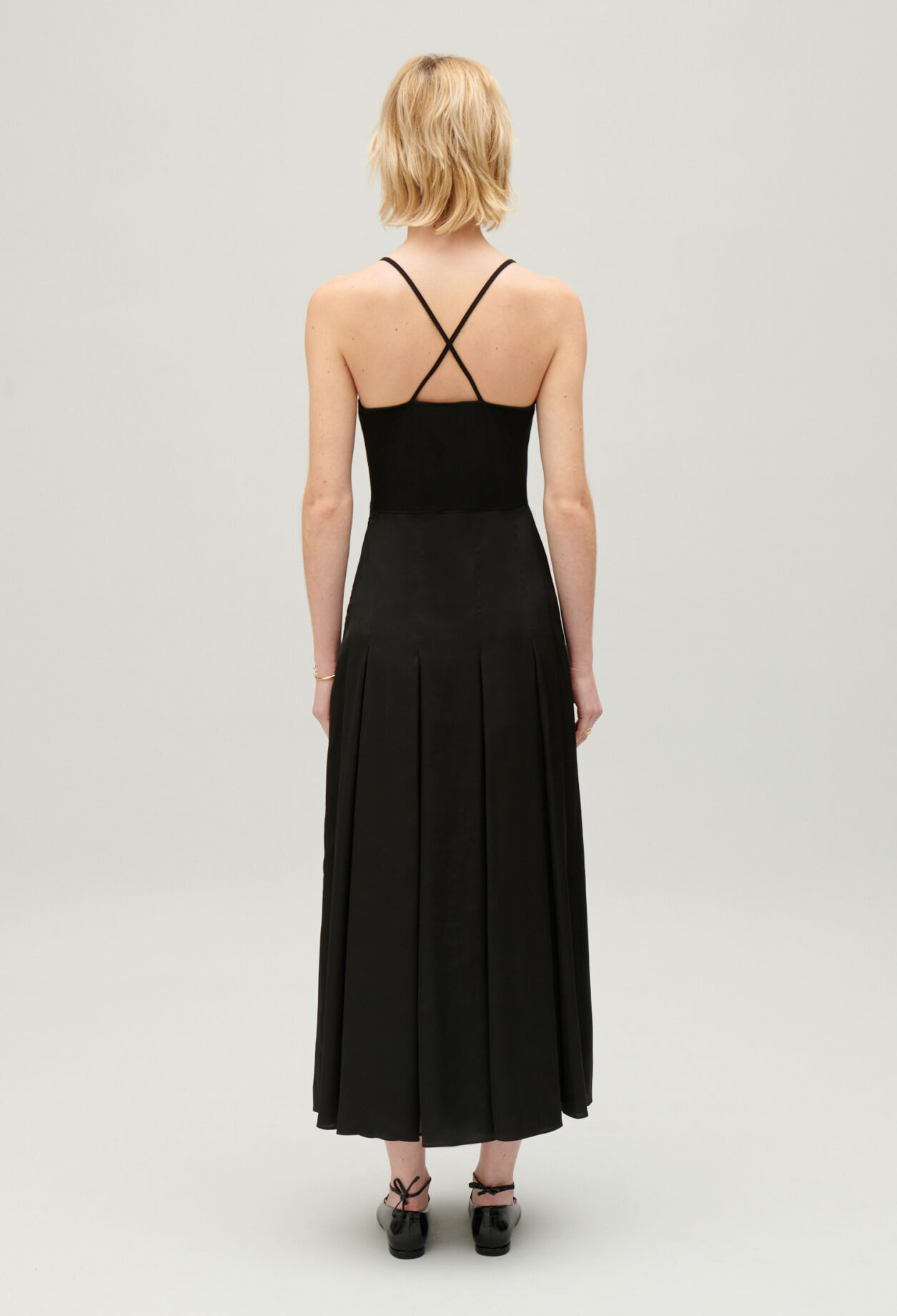 Black midi dress with crossover back