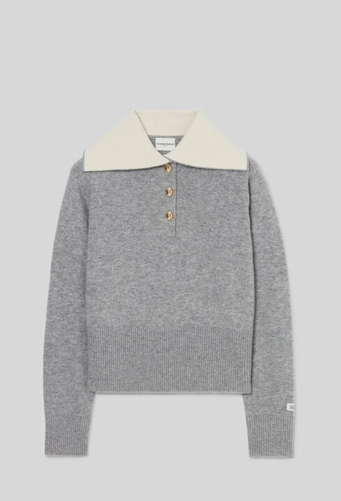 Relaxed wool half-zip jumper