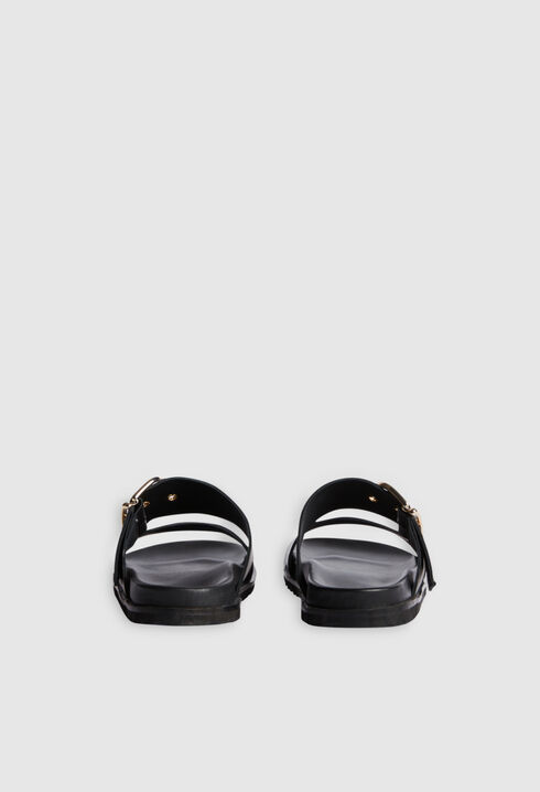 Black leather sandals
