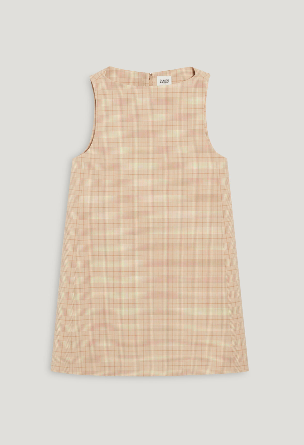Short beige checked dress