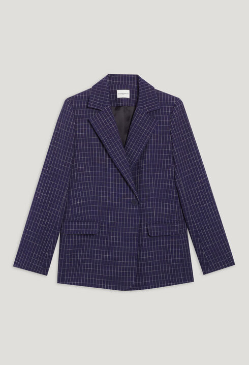 Indigo checked suit jacket