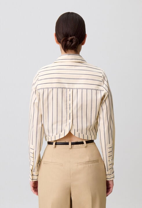 Short-cut striped shirt