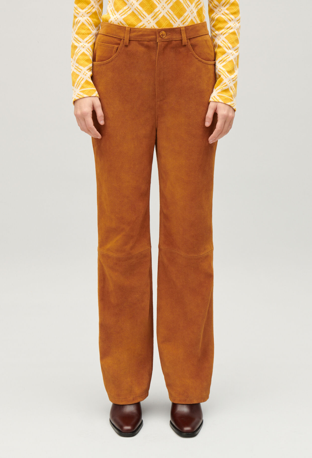 Dark beige suede leather trousers