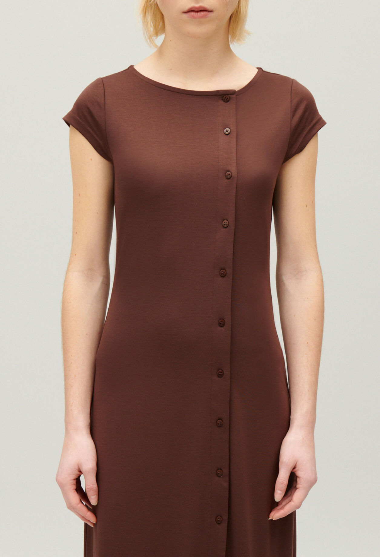 Black asymmetric button-up midi dress