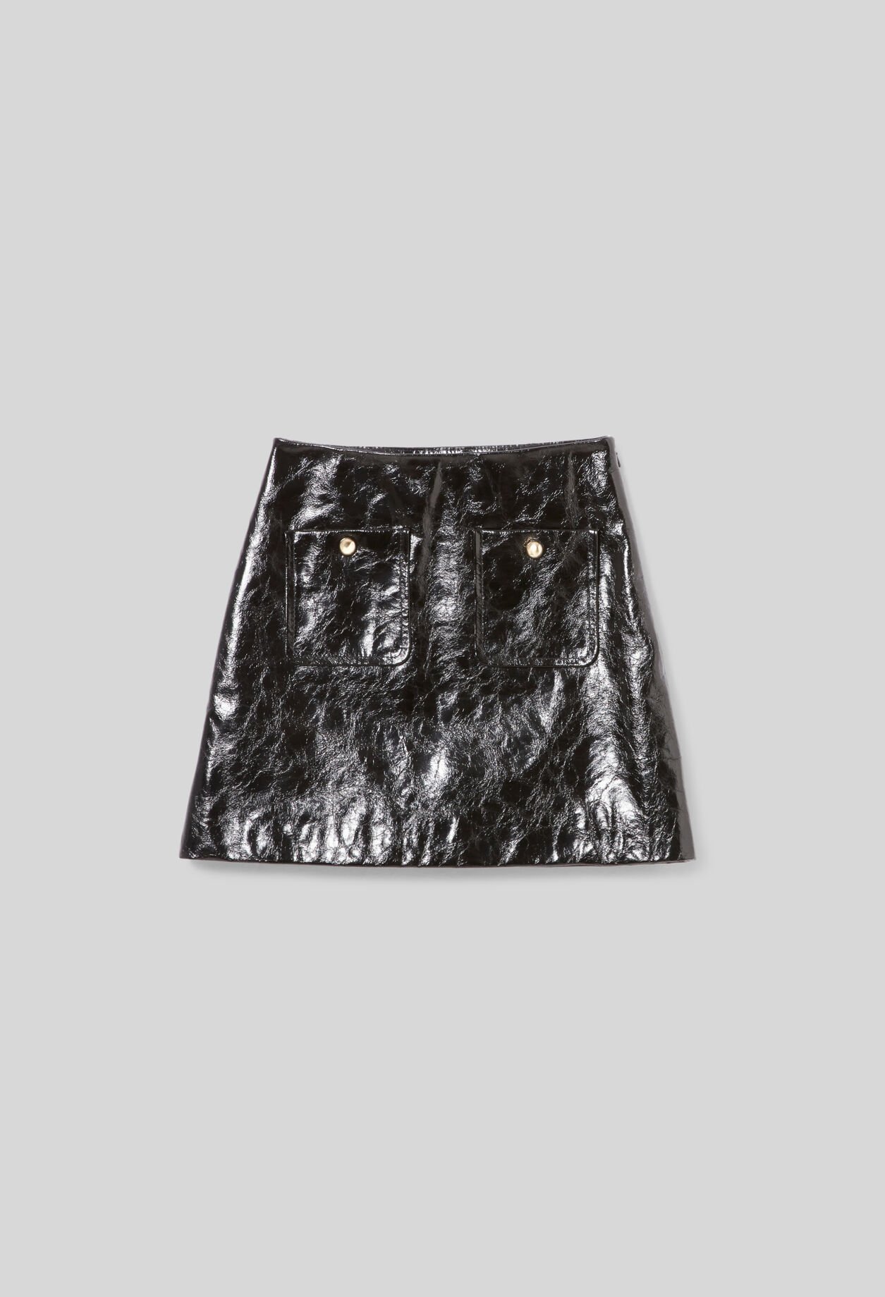 Cracked patent leather skirt