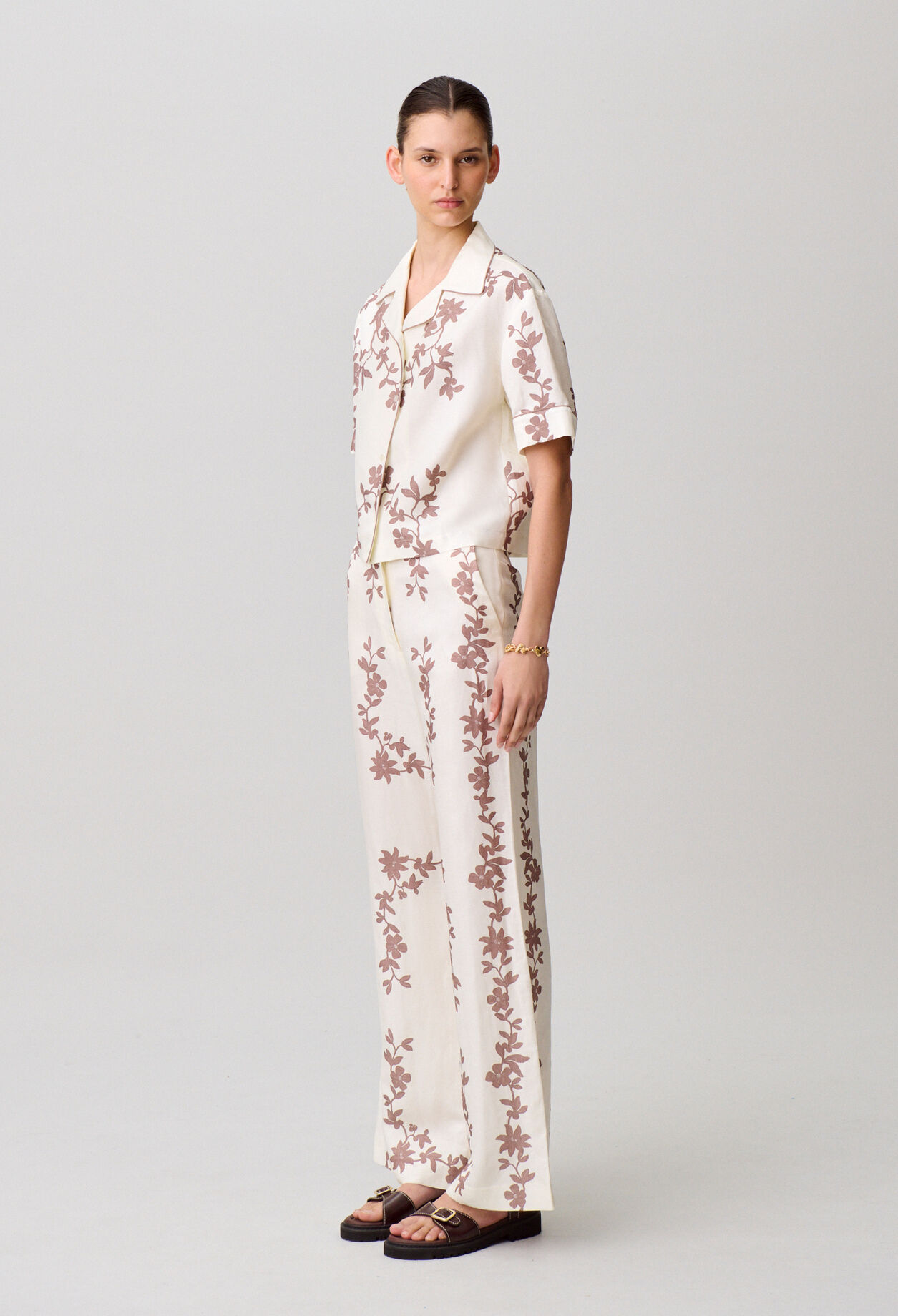 Floral wide-leg trousers