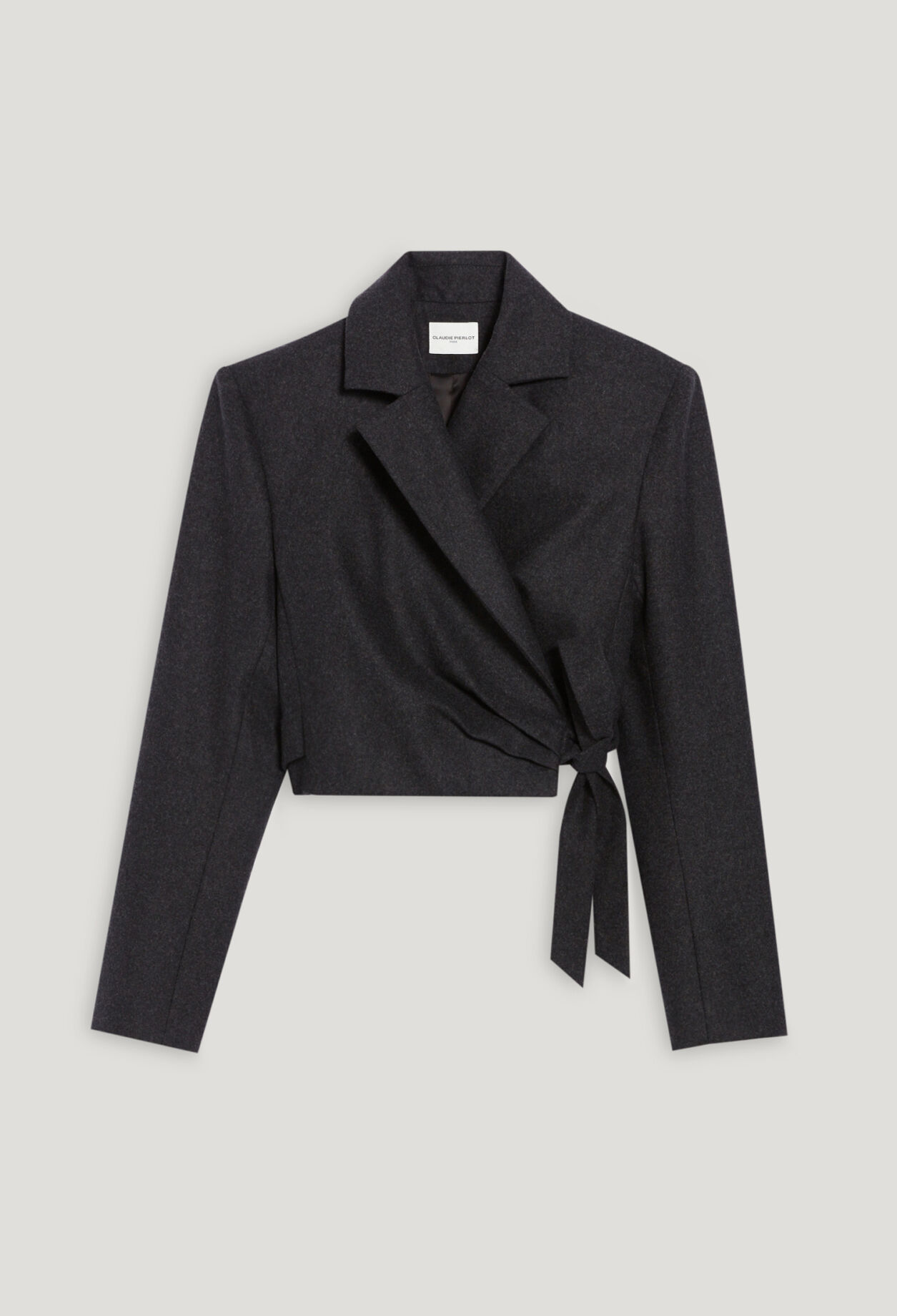 Flecked grey cropped suit jacket