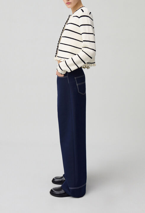 Wide-leg trousers with hems