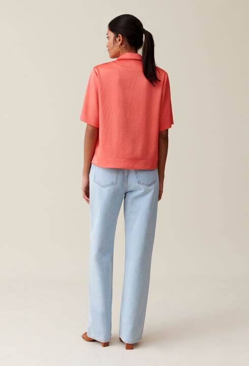 Flowing Satin Mandarin Shirt