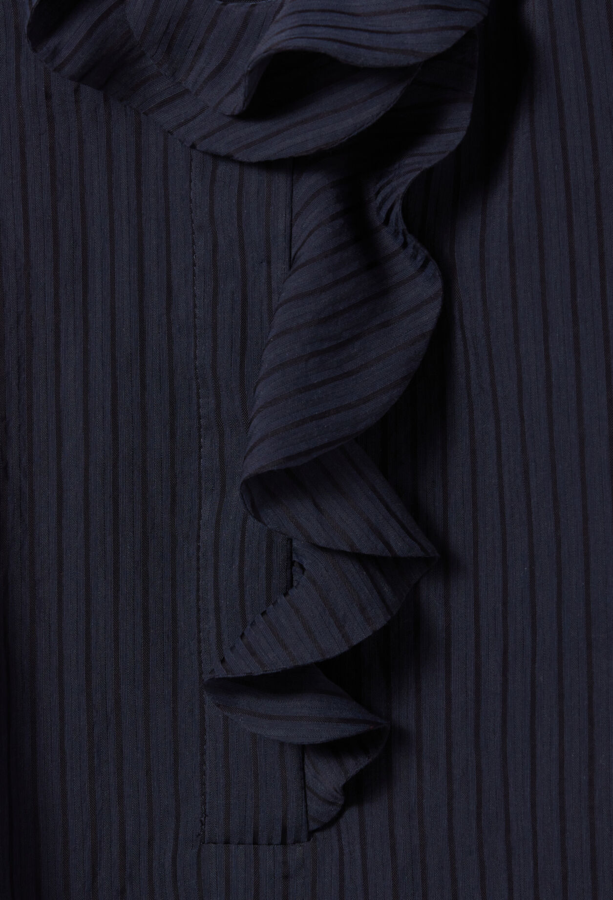 Dark blue striped ruffled blouse
