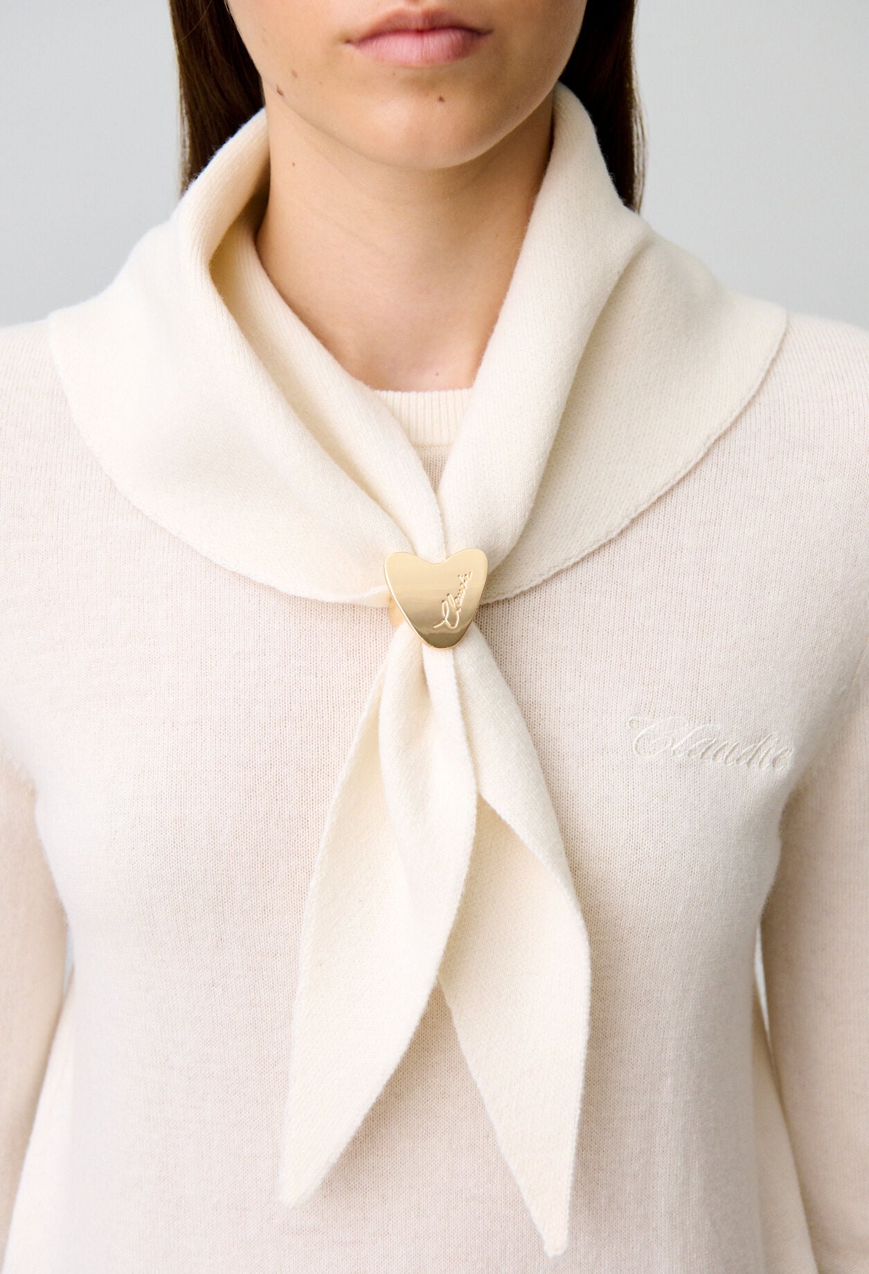Knit jumper with removable scarf