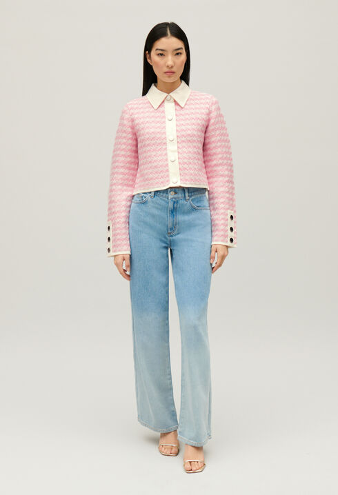 Two-tone knit cardigan