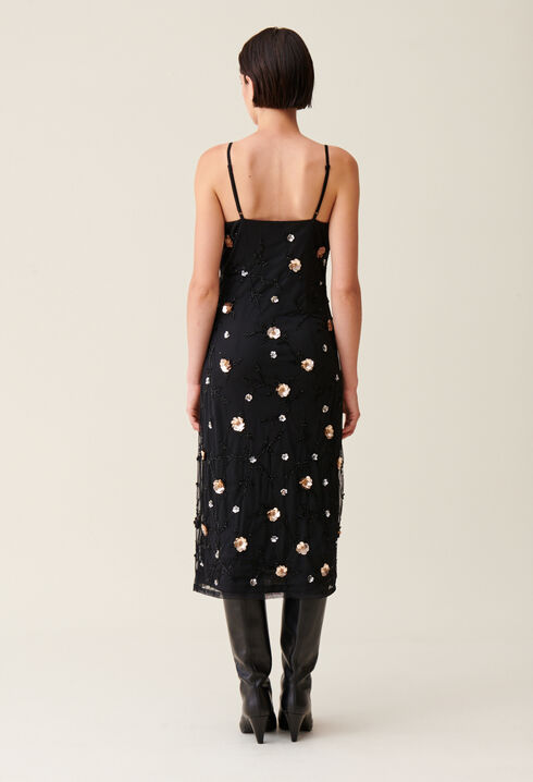 Flowy sequin-embroidered gown