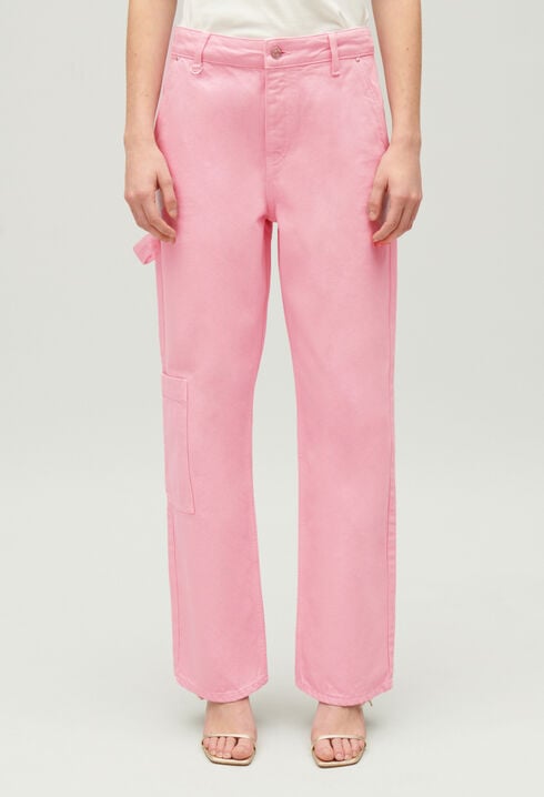 Pink Pierre cargo straight-leg jeans