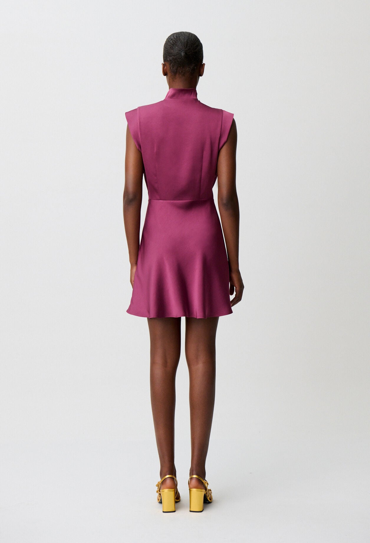 Satin ruffle collar dress