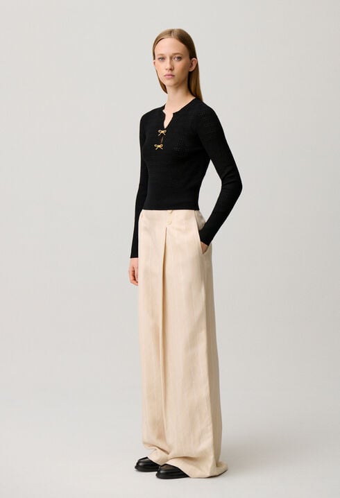 Fine knit bow jumper