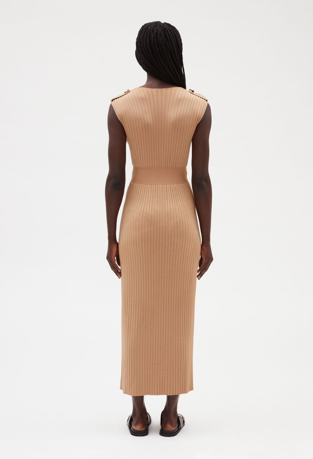 Long beige knitted dress