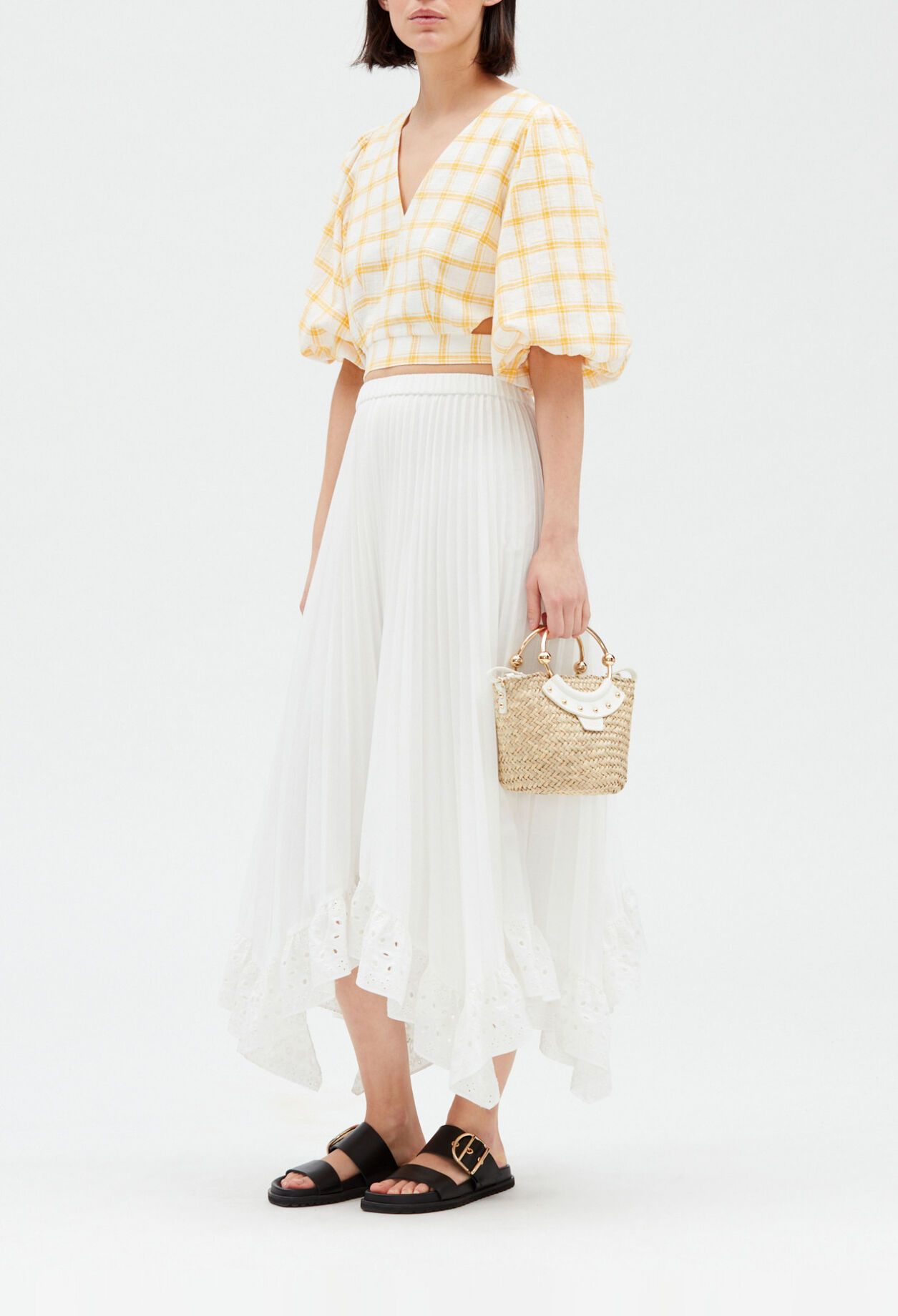 Off-white pleated mid-length skirt
