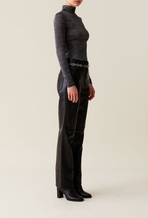 Sparkly turtleneck jersey top