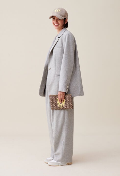 Grey wool-blend tailored jacket