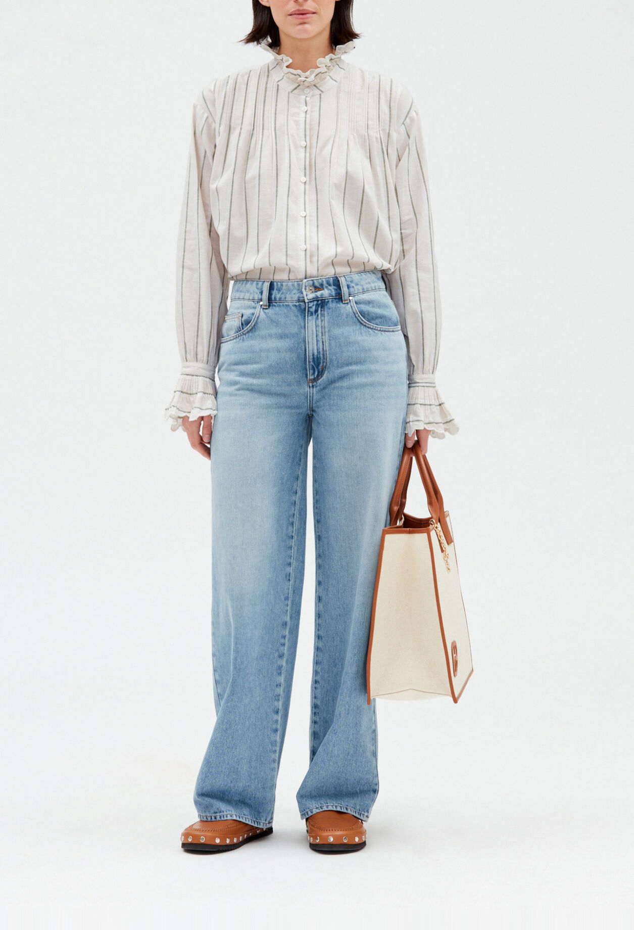 Striped ruffled shirt