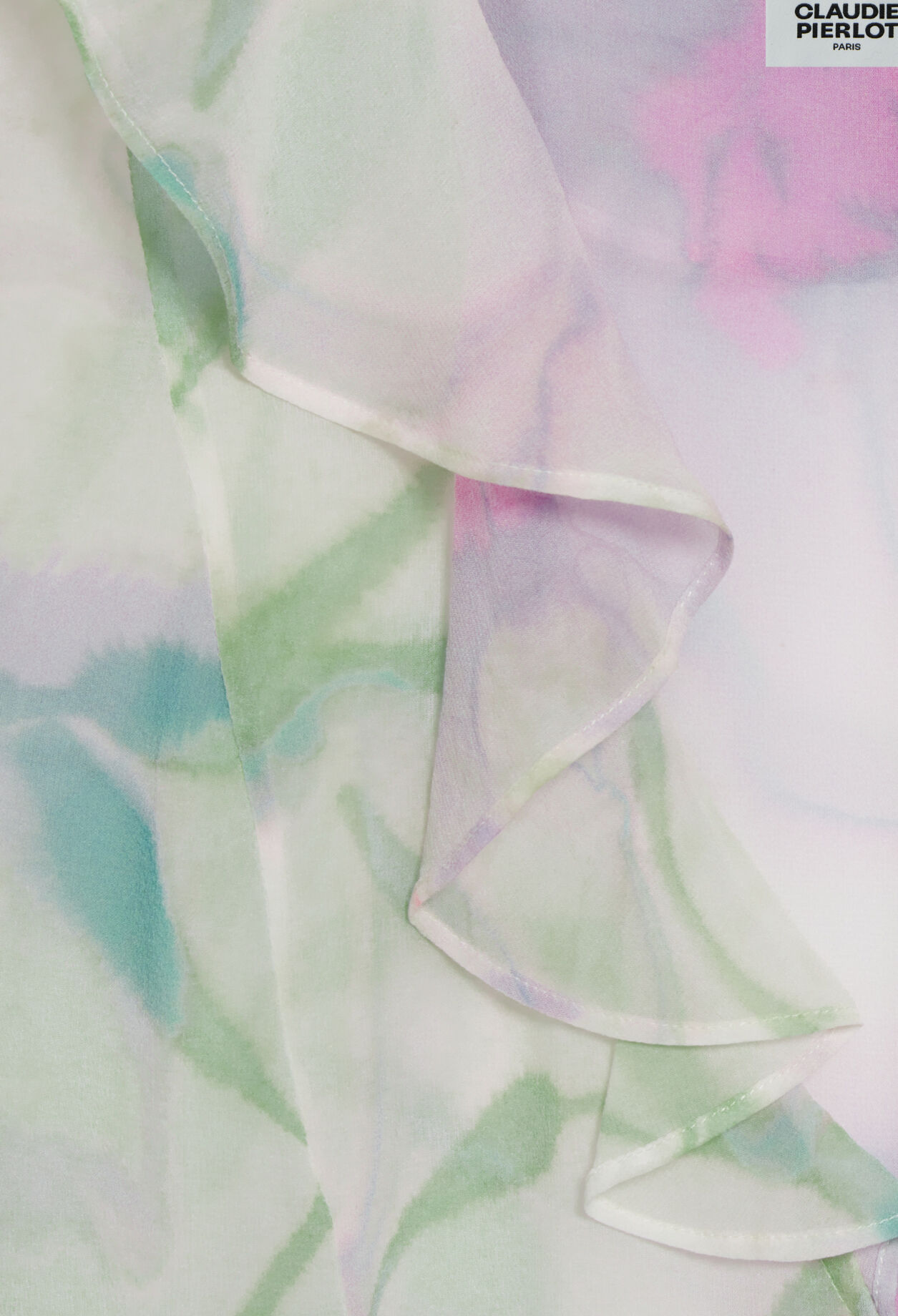 Watercolour print silk blouse