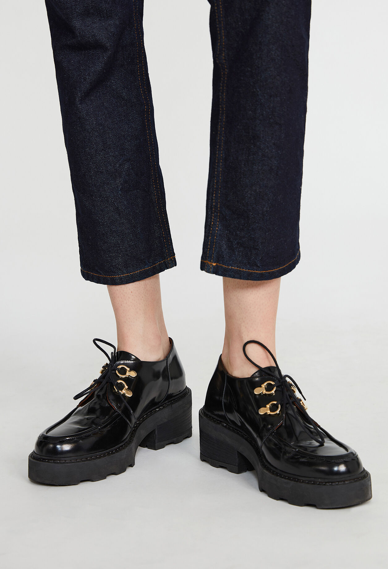 Leather platform derbies