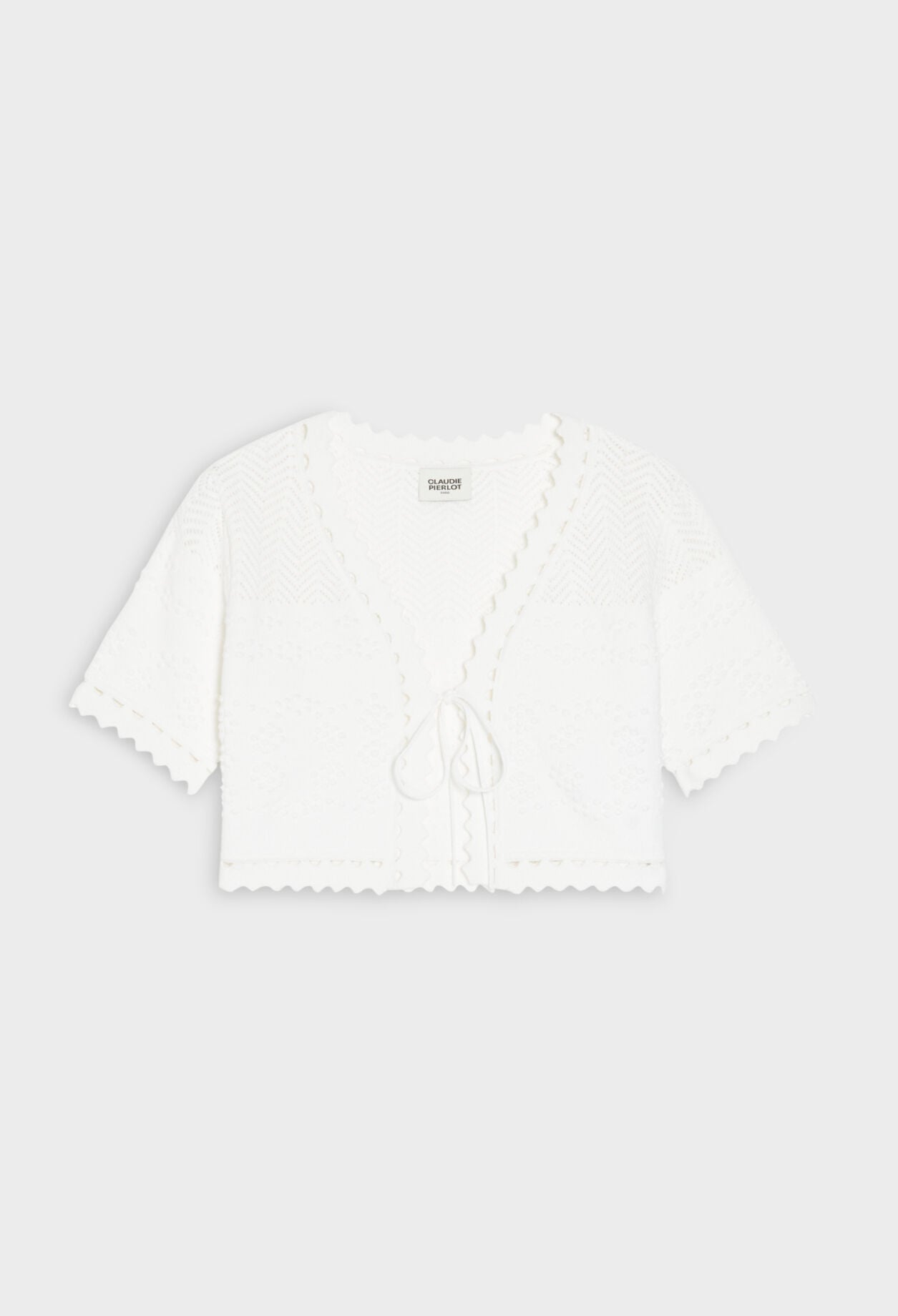 Ecru short knit cardigan