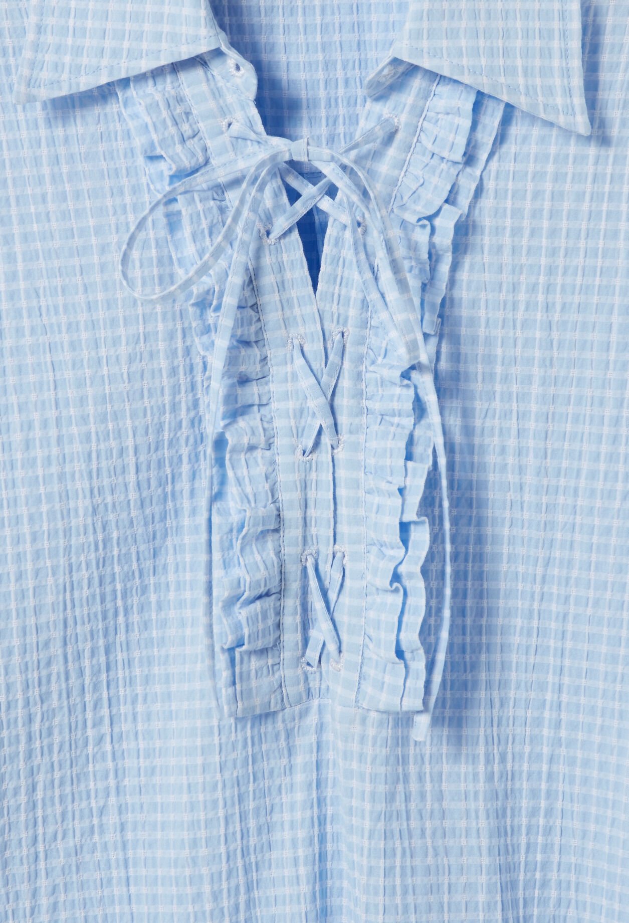 Short lace-up ruffled dress