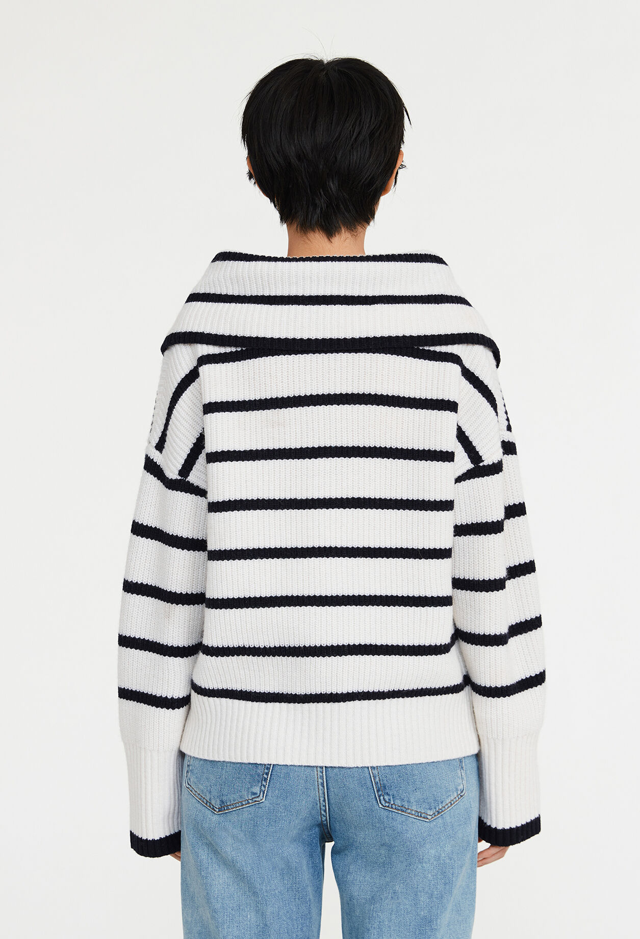 Pull bicolore à rayures laine