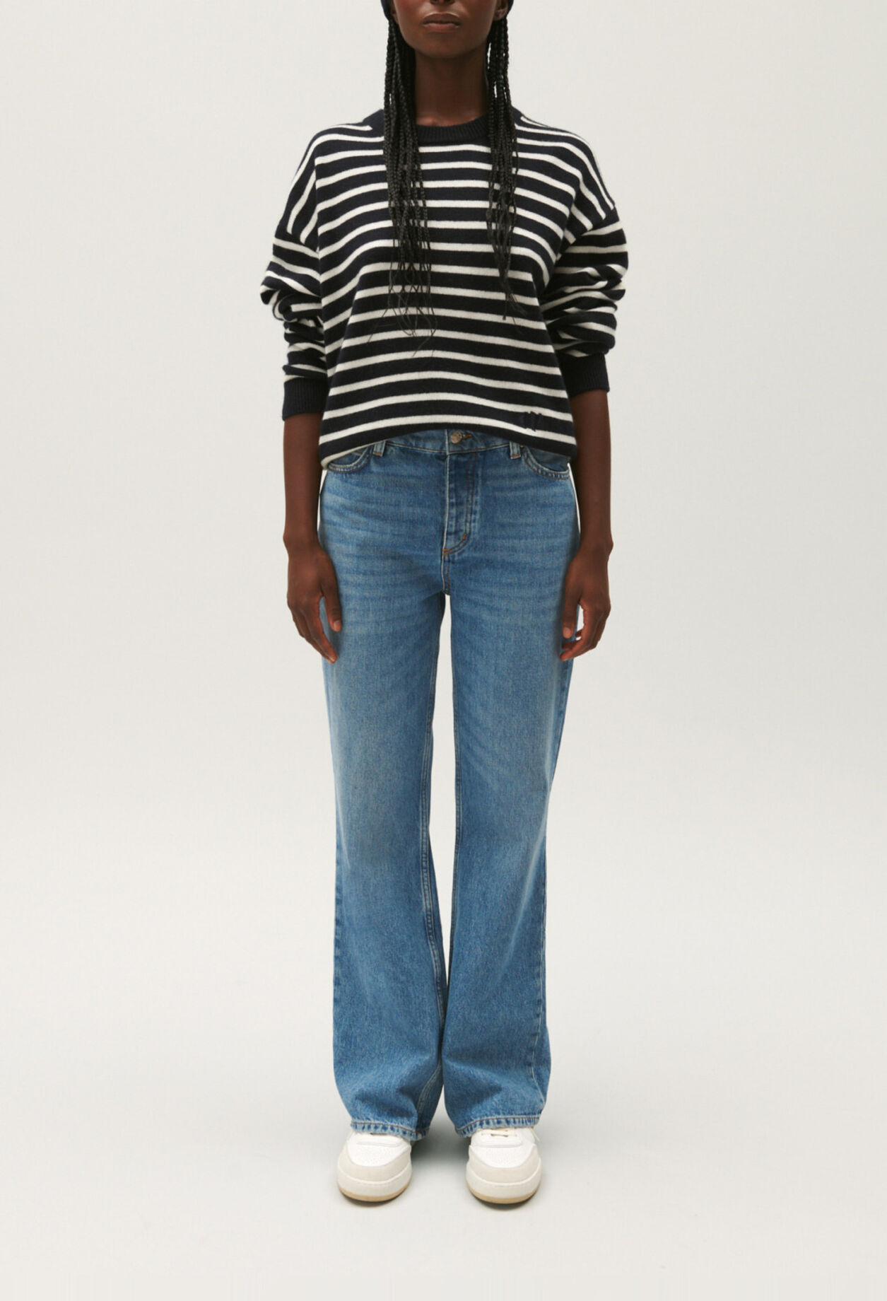 Two-tone stripy cashmere jumper