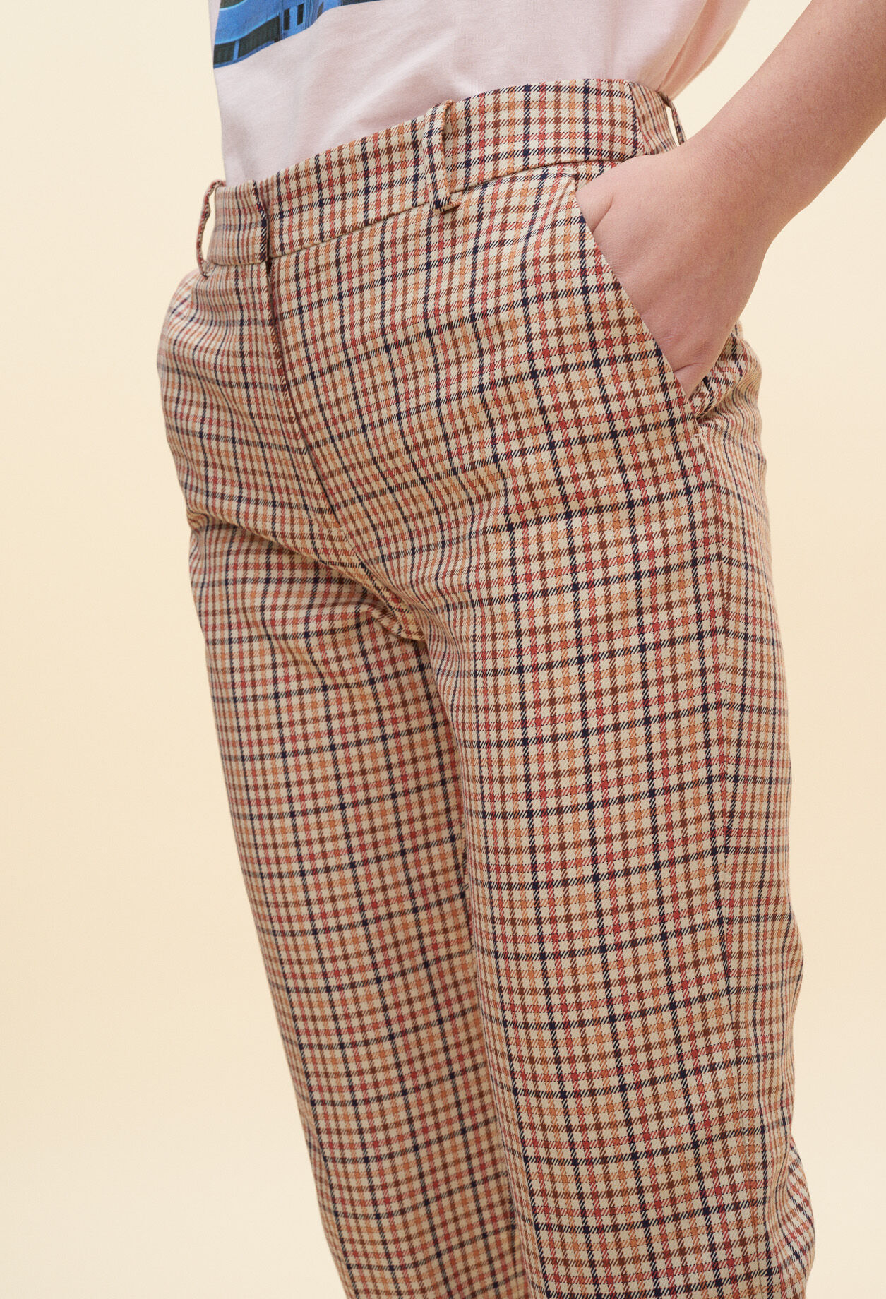 Checked straight-leg trousers