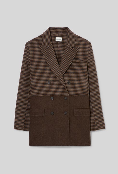 Plain checked wool coat