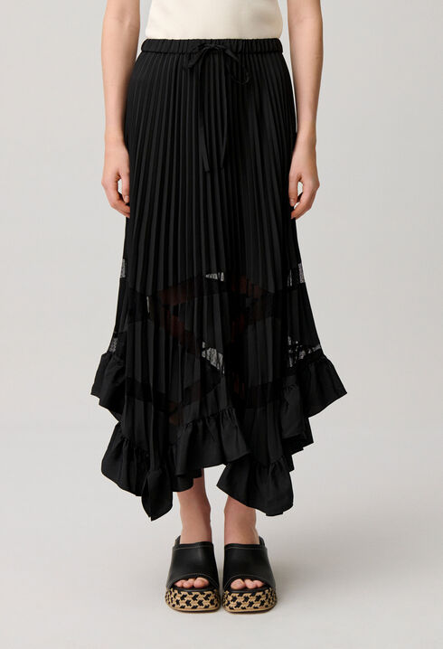 Asymmetrical pleated skirt