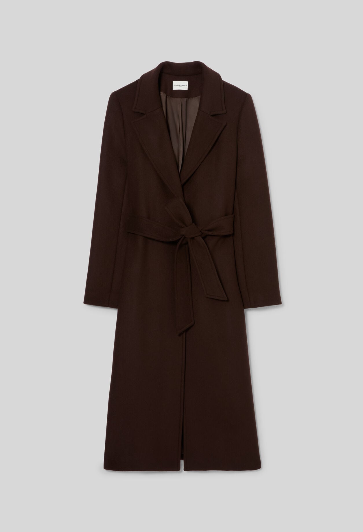 Long belted wool coat