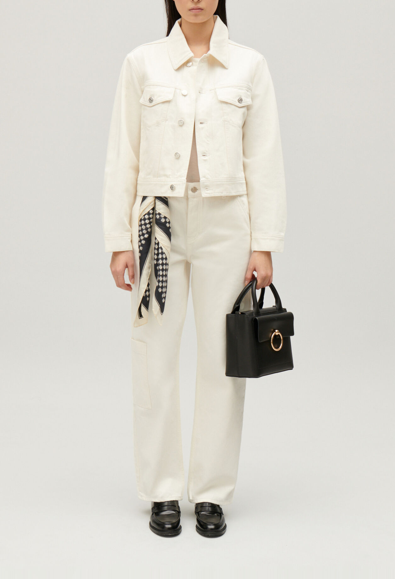 Straight-leg cream denim jacket