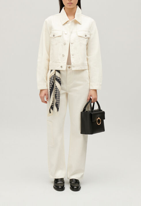 Straight-leg cream denim jacket