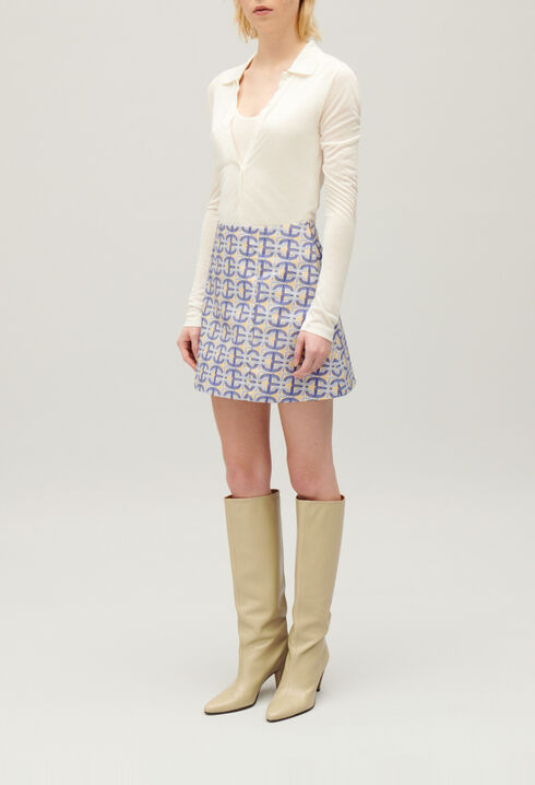 Short A-line skirt with monogram