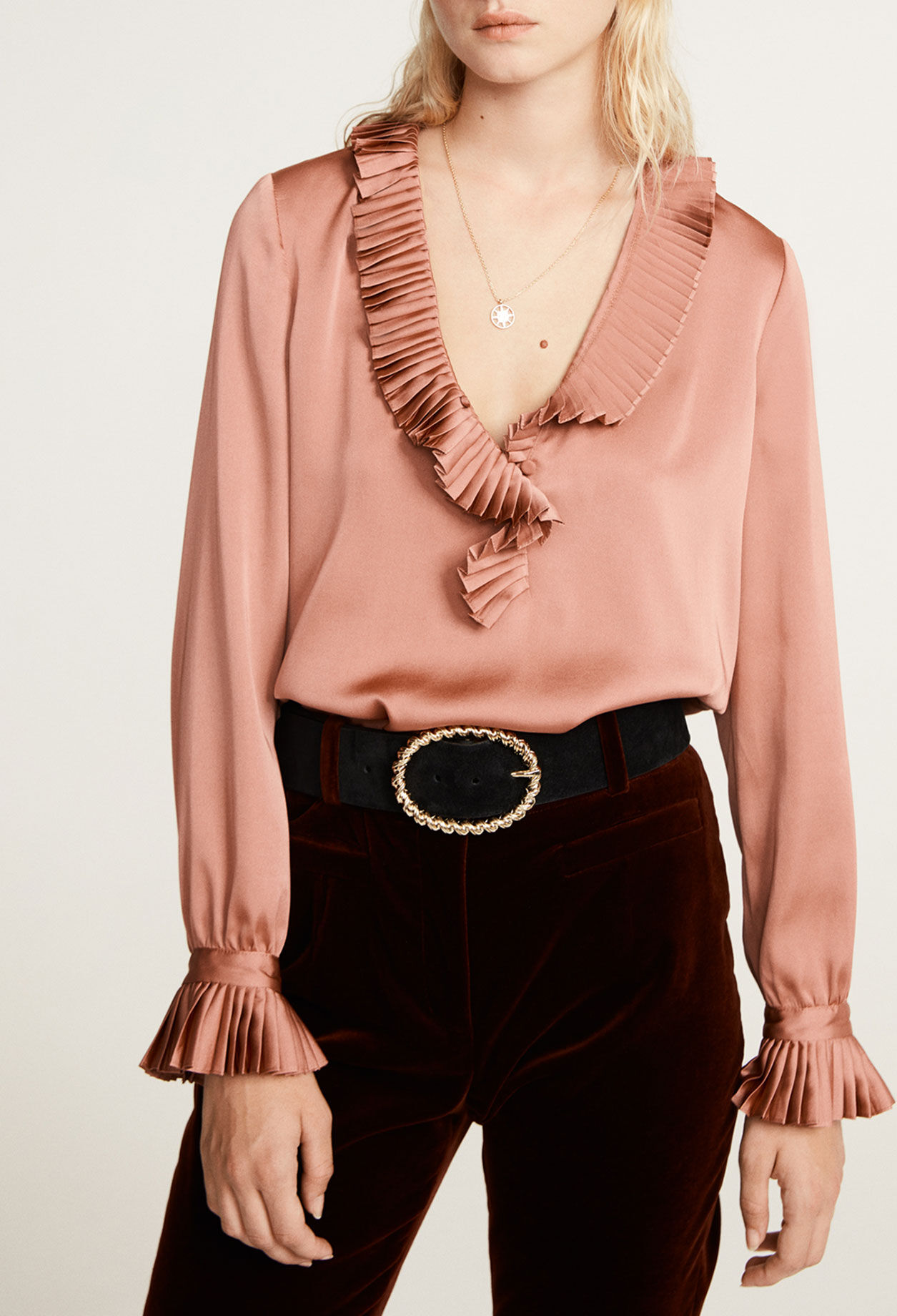 Blouse with ruffled neckline Blouse with ruffled neckline