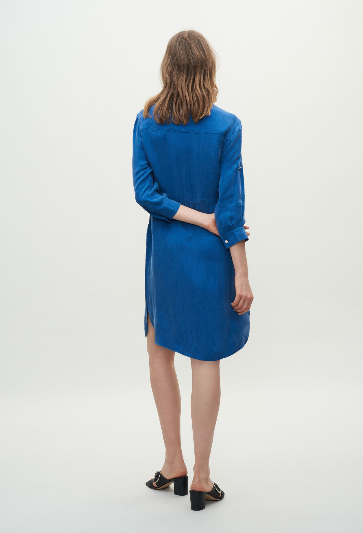 Button-down dress with round neckline